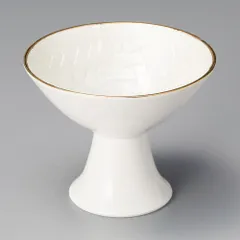 銀彩渕金網代彫三寸高台小付（有田焼）
