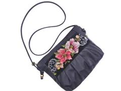 FEILER フェイラー レザー 花柄 ショルダー バッグ 黒 ■■ レディース