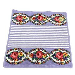 FEILER(フェイラー) 小物新品同様  - ライトパープル×白×マルチ ハンドタオル/花柄/ボーダー コットン