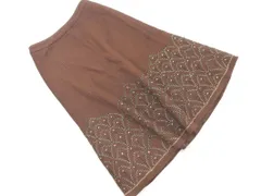 LAURA ASHLEY ローラ アシュレイ ウール混 刺繍 ロング スカート size9/茶 ◇■ レディース