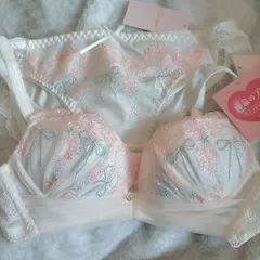 新品  タグ付  運命のブラ  A65  上下セット  ブラ＆ショーツ  刺繍  ホワイト  ピンク 定価3498円  176