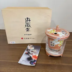 新品 未使用 清峰堂 九谷ガラス香炉 九谷和グラス インテリア 木箱入り 食器 花器 ピンク