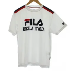 フィラ FILA Tシャツ スポーツウェア L 白 ホワイト 半袖 ロゴプリント ラインデザイン /GG ■GY58
