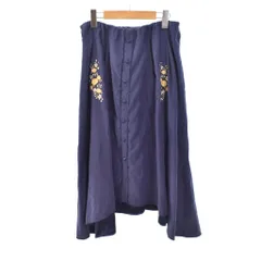 アクシーズファム axes femme ロングスカート フレア 花柄 刺繍 M 紺 ネイビー ■ECC001