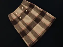 Couture brooch クチュールブローチ チェック Aライン 台形 スカート size40/ベージュ  ◇■ レディース