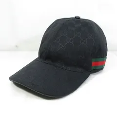【三重本店】 中古 GUCCI | グッチ 200035・601491 GGキャンバス ウェブ ストライプ ベースボールキャップ サイズ：M(58) ブラック×グリーン×レッド 【135】