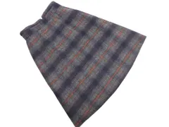 NATURAL BEAUTY BASIC ナチュラルビューティーベーシック ウール混 チェック Aライン 台形 スカート sizeM/グレー ◇■ レディース