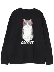 1点のみ 特価 CORISCO Animal village 猫 犬 アニマル プリント トレーナー 裏起毛 クルーネック スウェット メンズ レディース 男女兼用 ユニセックス 黒 black M L LL XL ブラック 猫 631904