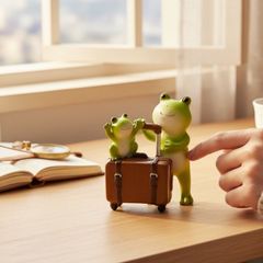 ☆新品未使用品☆木製ロッキングチェアーとテーブルとくつろぐカエル 3