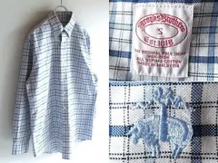 高級 Brooks Brothers ブルックスブラザーズ ゴールデンフリース/羊ロゴ刺繍 スーピマコットン チェック オックスフォード BDシャツ S
