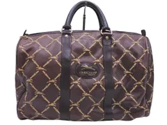 LONGCHAMP ロンシャン 本革 レザー 総柄 ボストン バッグ ブラウン ■■ レディース