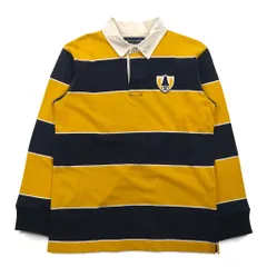 abercrombie 90年代 ボーダー ラガーシャツ M イエロー ネイビー ナンバリング ワッペン