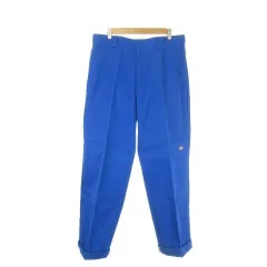 ディッキーズ Dickies ワークパンツ 34 青 ブルー 無地 フルレングス ダブルニー ロールアップ /AO35 ■ECC001