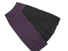 STUDIOUS ステュディオス チュール プリーツ切替 ロング スカート size0/紫ｘ黒 ◇■ レディース