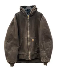 カーハート Carhartt ACTIVE JACKET アクティブ ジャケット ジップアップ フード 内キルティング フェード アウター 茶 J130 DKB ジャケット ロゴ ブラウン 2XLサイズ 104MT-2750