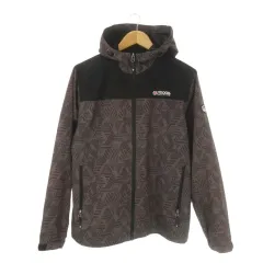 アウトドアプロダクツ OUTDOOR PRODUCTS ウインドブレーカー アウトドアウエア L 茶 ブラウン フード付き 幾何学柄 長袖 /CK3 ■ECC001