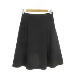 プラステ PLST スカート L 紺 ネイビー 無地 フレア ミディ丈 /AH6 ■ECC001