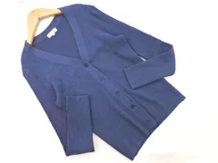 MACKINTOSH PHILOSOPHY マッキントッシュフィロソフィー ダイヤ柄 リブ カーディガン size38/青 ◇■ レディース