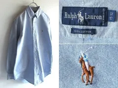 希少 ビンテージ Ralph Lauren ラルフローレン ポロポニーロゴ刺繍 オックスフォードBDシャツ 15-32 サックスブルー USA企画 RN41381正規品