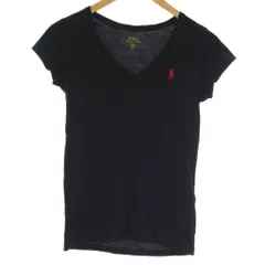 ポロ ラルフローレン POLO RALPH LAUREN Tシャツ XS 黒 ブラック フレンチスリーブ Vネック ロゴ刺繍 半袖 /GG ■GY60