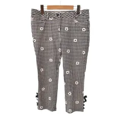 ギャラリービスコンティ GALLERY VISCONTI テーパードパンツ スラックス チェック 花柄 3 黒 ブラック ■ECC001