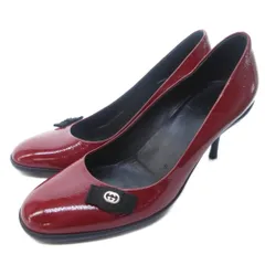 グッチ GUCCI GGリボン エナメル パンプス ラウンドトゥ 赤 レッド 約24cm IBO83