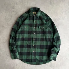 00s/FIELD&STREAM/ヘビーネルシャツ/フランネル生地/肉厚/バッファローチェック/ブロック/格子柄/グリーン×ブラック/緑×黒/jmaple