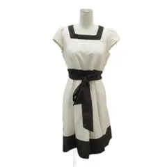 ラ・セーヌ・プリヴェ La scene privee ワンピース 9AR アイボリー 半袖 スクエアネック リボンベルト付き ひざ丈 /YS51 ■GY58