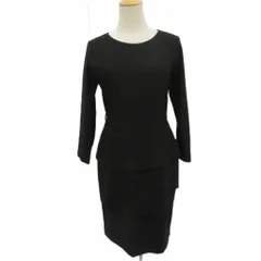 エスプリミュール ESPRITMUR ワンピース 9号 黒 ブラック 長袖 ペプラム ティアード ひざ丈 /HO39 ■GY59