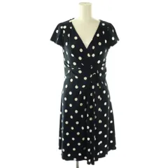 ジャスグリッティー JUSGLITTY ワンピース 膝丈 ドット 半袖 1 ネイビー /HK ■ECC001