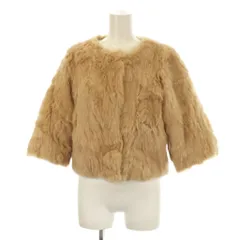 アズールバイマウジー AZUL by moussy ファージャケット 上着 ウール S ラビットファー 毛皮  茶 ブラウン 無地 ノーカラー 七分袖 /LP ■GY58