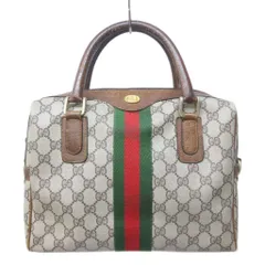 グッチ GUCCI オールド シェリーライン GGプラス ミニボストンバッグ ハンドバッグ インターロッキング ロゴプレート ベージュ ブラウン 系 STK 1221