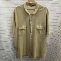 POLO RALPH LAUREN/ポロラルフローレン/半袖シャツ/90s/鹿の子/開襟シャツ/フラップポケット/古着/表記サイズXXL/ベージュ/脇下変色有り
