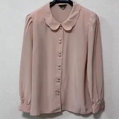 Leilian レリアン ブラウス ピンク 光沢 大人可愛い 長袖 M シャツ フリル 大人可愛い