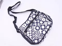 LeSportsac レスポートサック モノクロ 花柄 ポーチ 付き ショルダー バッグ 白ｘ黒 ■■ レディース