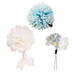 【人気商品】結婚式 七五三 成人式 夏祭り ヘアアクセサリー 花火大会 花見 お花 お正月 Uピン 卒業式 披露宴 髪留め パーティー 3点セット 髪飾り ヘッドドレス 成人式髪飾り (ブルー)