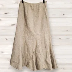 B1415 レストローズ LEST ROSE ロング フレアスカート(M) ベージュ 無地 ウール 裏地あり