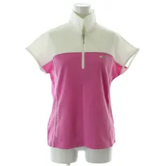 23区 オンワード樫山 スポーツウェア ポロシャツ Ⅱ 白 ホワイト ピンク 半袖 ハーフジップ ハイネック ツートンカラー /GG ■GY60