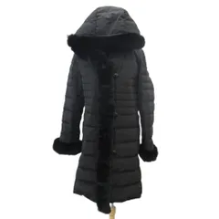 ノアジェ noa-ge ダウンコート ロング丈 L 黒 ブラック フード付き レッキスファー /HO6 ■ECB001