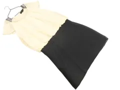 UNTITLED アンタイトル シフォン ドッキング 結婚式二次会 ドレス ワンピース size2/ベージュｘ黒 ■■ レディース