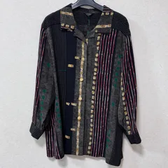 Leilian レリアン 総柄 デザインシャツ ロング 長袖 13+ 大きいサイズ 金ボタン vintage