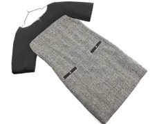 UNTITLED アンタイトル ウール混 チェック Iライン ワンピース size2/黒ｘグレー ◇■ レディース