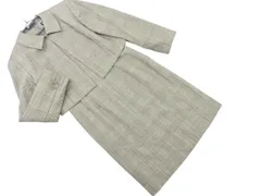 YORKLAND ヨークランド ウール100% グレンチェック ジャケット ワンピース セットアップ size9AR/白ｘ黒 ◇■ レディース