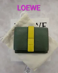 AQX21 ロエベ 美品 アナグラム バーティカルウォレット 3つ折り財布 ゴールド金具 箱＆保存袋付き