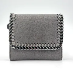 Stella McCartney スモールフラップ ウォレット ファラベラ フェイクレザー グレー シルバー