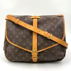 LOUIS VUITTON ソミュール35 モノグラム モノグラム レザー×PVC ブラウン ショルダーバッグ ゴールド M42254
