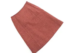 KUMIKYOKU 組曲 ウール100% 千鳥柄 Aライン 台形 スカート size2/赤 ◇■ レディース