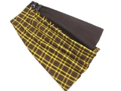 alicia PAGEBOY アリシアページボーイ チェック 切替 サイドベルト ロング スカート sizeF/茶ｘ黄 ◇■ レディース