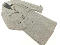 COMME CA ISM コムサイズム ウール混 チェック コート sizeL/白ｘ黒 ◇■ レディース