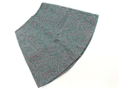 Ray BEAMS レイビームス ウール混 Aライン 台形 スカート size1/緑ｘピンク ◇■ レディース